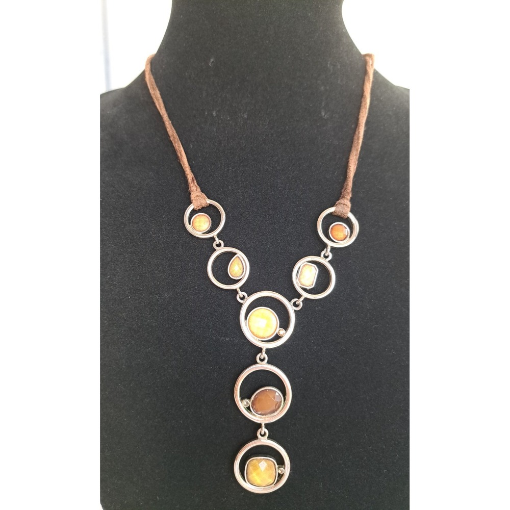 Lia Sophia "Alex" Y-necklace Leather Cord Adjustable Length